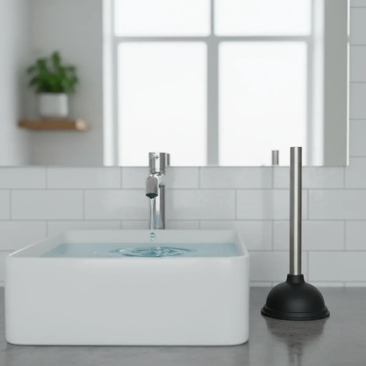 Clean bathroom with a sink, toilet, and shower fixtures